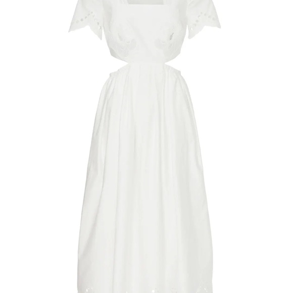 Self-Portrait White Scalloped Midi Dress - Picture 4 of 10